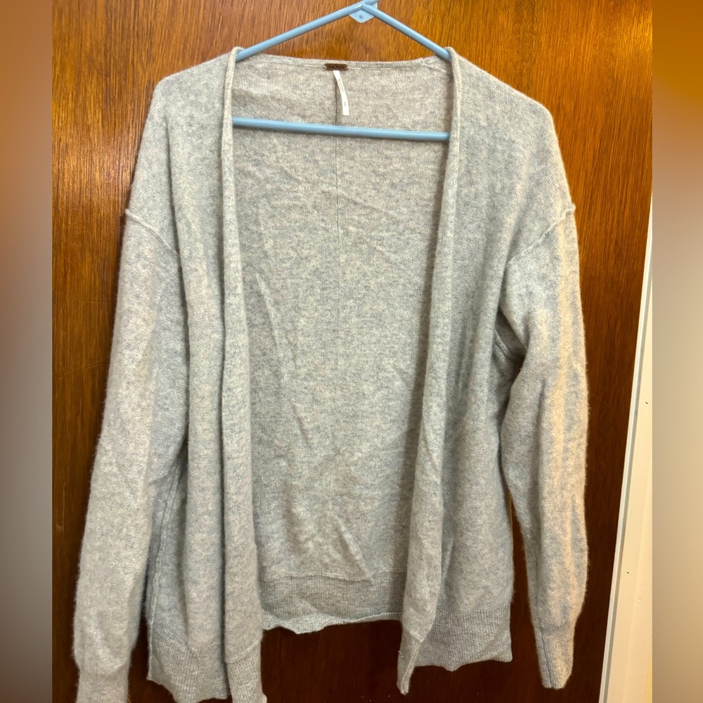 Free people grey cashmere open sweater